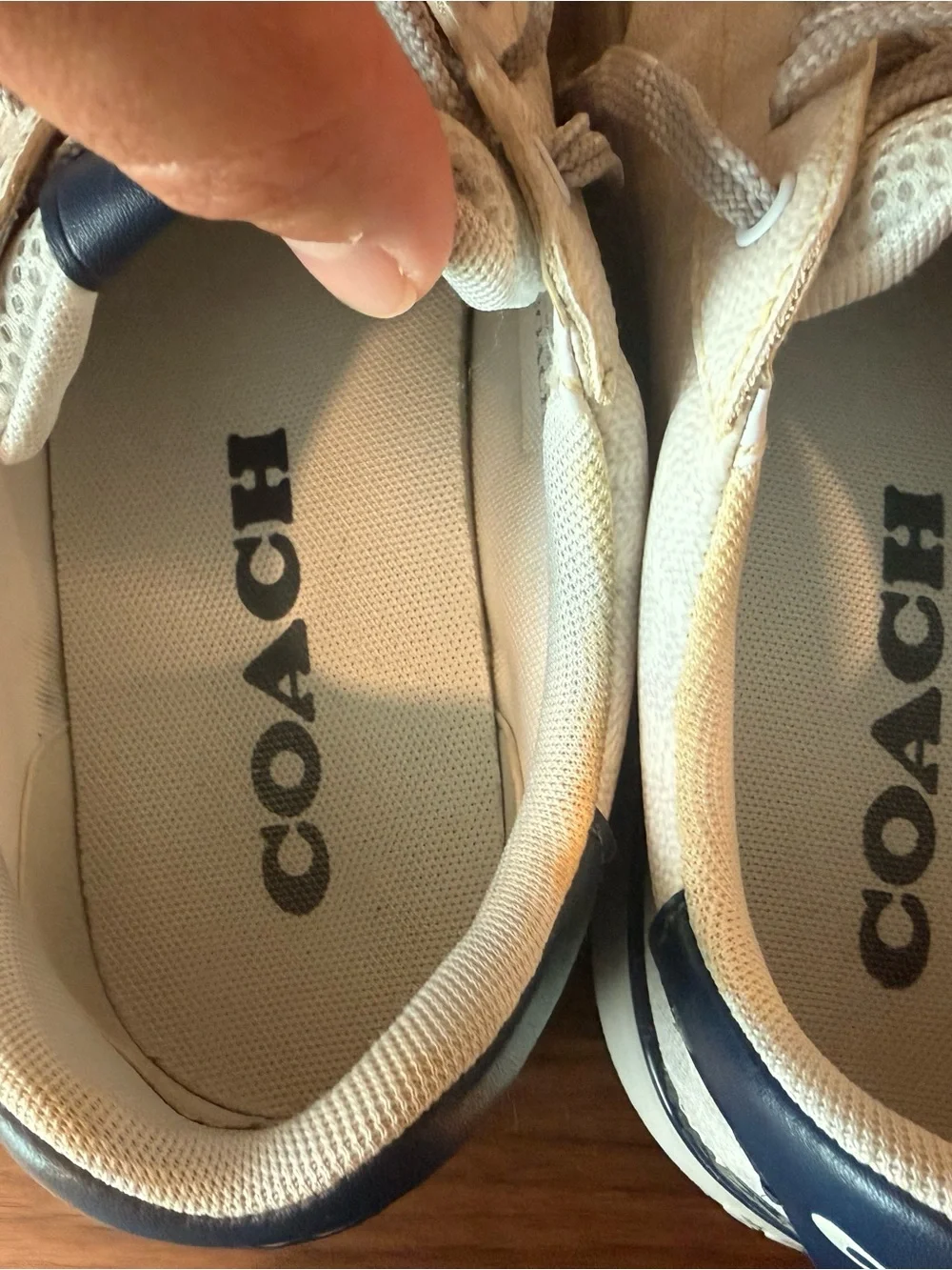 Coach White and Navy Low-Top Sneakers